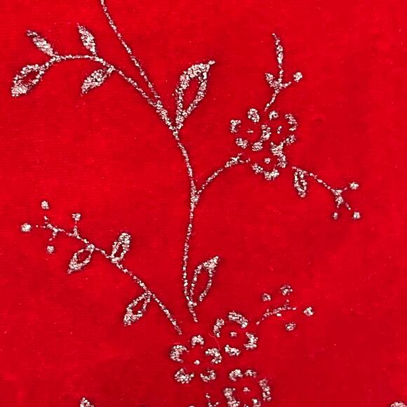 Impressions Millennium Edition Top 3X Red Velour Velvet Floral Glitter Sparkle - Picture 3 of 10